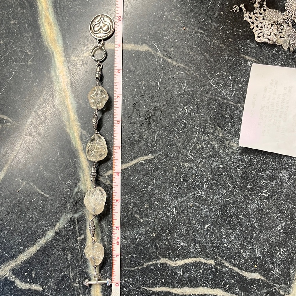 Clear Quartz and 925 Sterling Silver chunky-styled bracelet